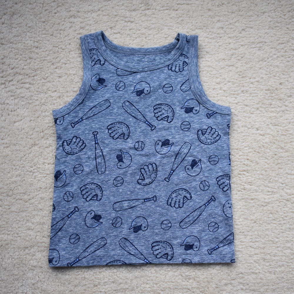 Jumping Beans Boys Sleeveless Shirt Baseball Theme